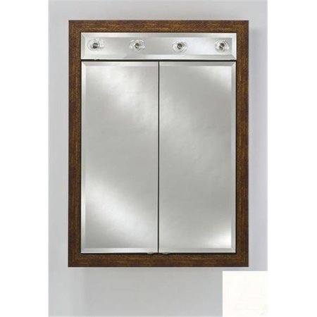 AFINA CORPORATION Afina Corporation DD-LC2434RARLWT 24 in.x 34 in.Recessed Double Door Cabinet with Contemporary Lights - Arlington White DD/LC2434RARLWT